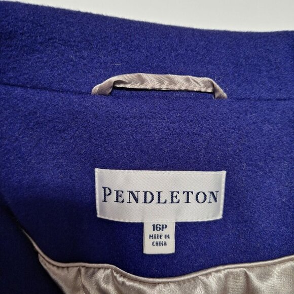 Pendleton Coat Lambs Wool Blue Jacket Single Button Womens 16P Petite Short - Picture 5 of 8